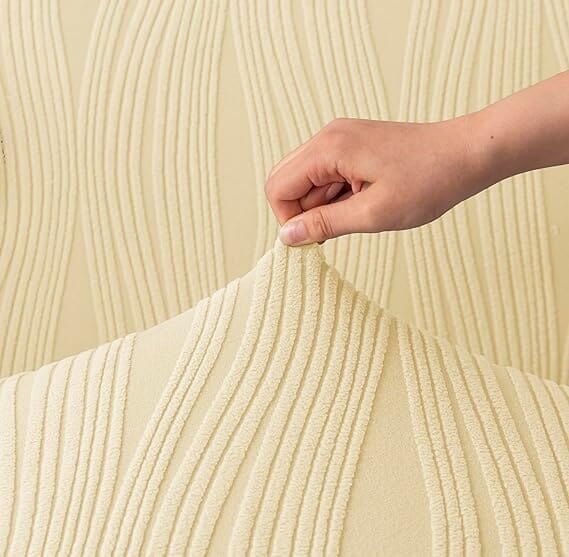 Beige Crizzle Pattern Jacquard Sofa Cover Great Happy IN