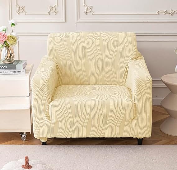 Beige Crizzle Pattern Jacquard Sofa Cover Great Happy IN