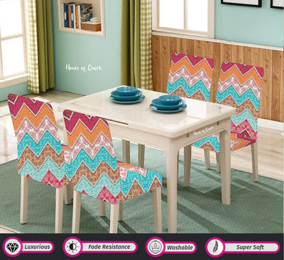 Premium Chair Cover - Stretchable & Elastic Fitted Great Happy IN Zigzag Bohemian 2 PCS - ₹799 