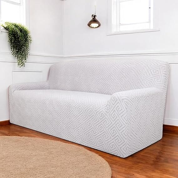 Greek Key Pattern Jacquard Sofa Cover