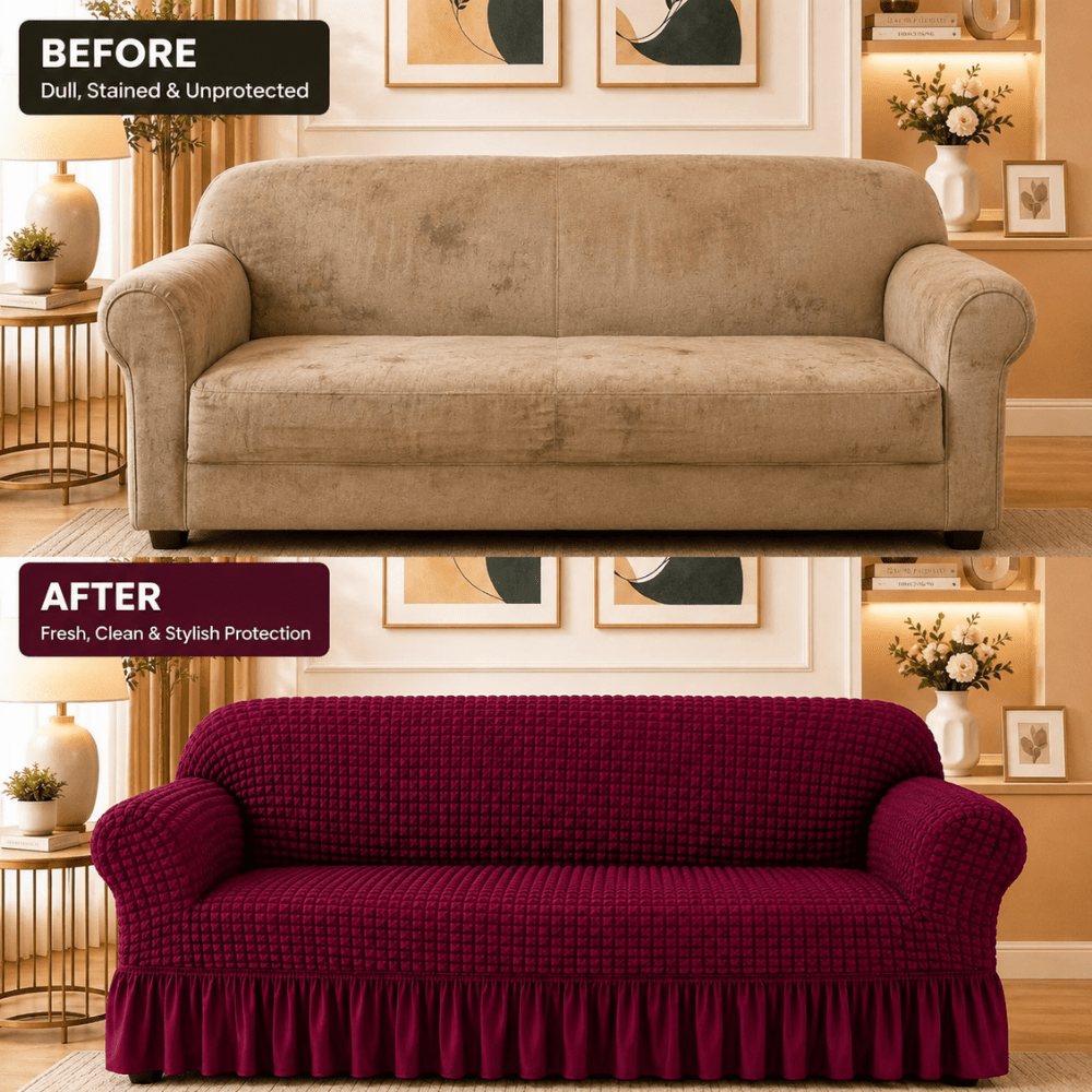 Wine Bubble Frill Sofa Cover bubble frill sofa cover Great Happy IN 