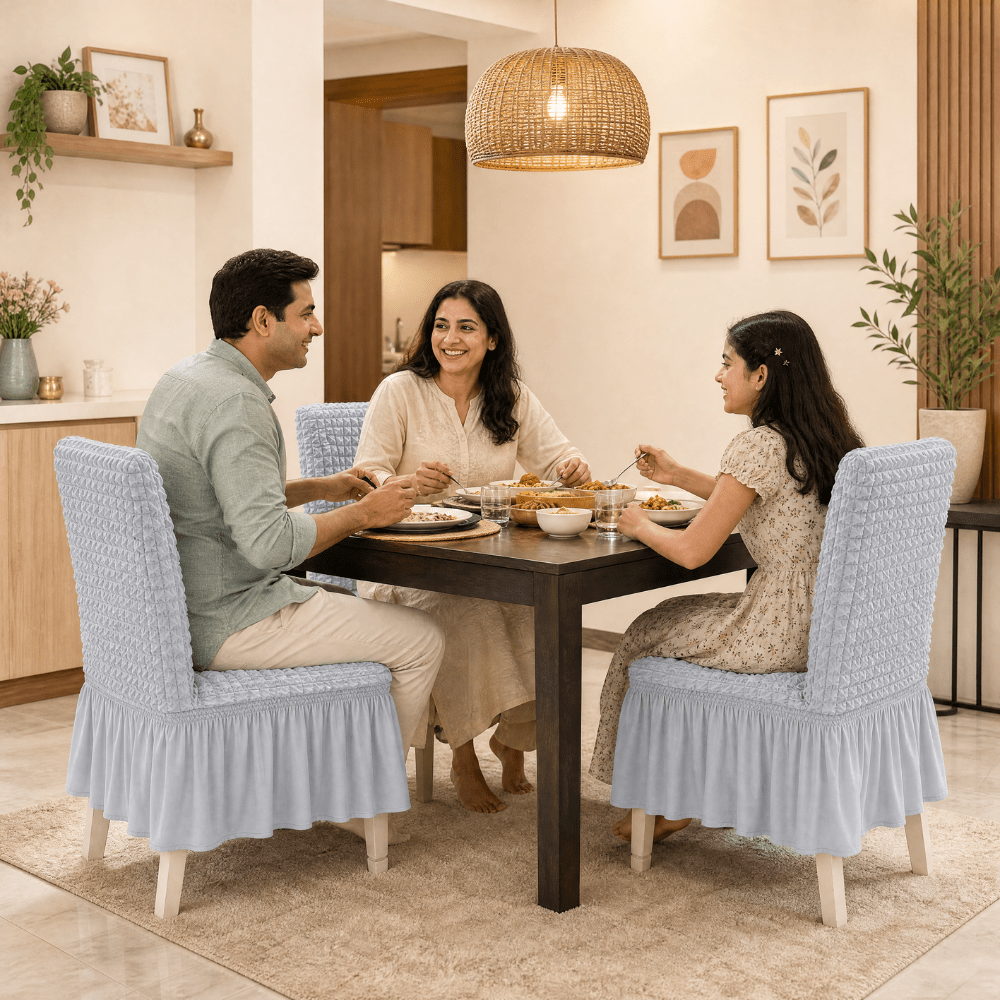 Smoke Bubble Frill Chair Cover- Stretchable & Elastic Fitted
