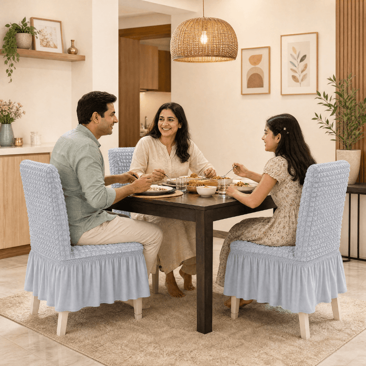 Smoke Bubble Frill Chair Cover- Stretchable & Elastic Fitted