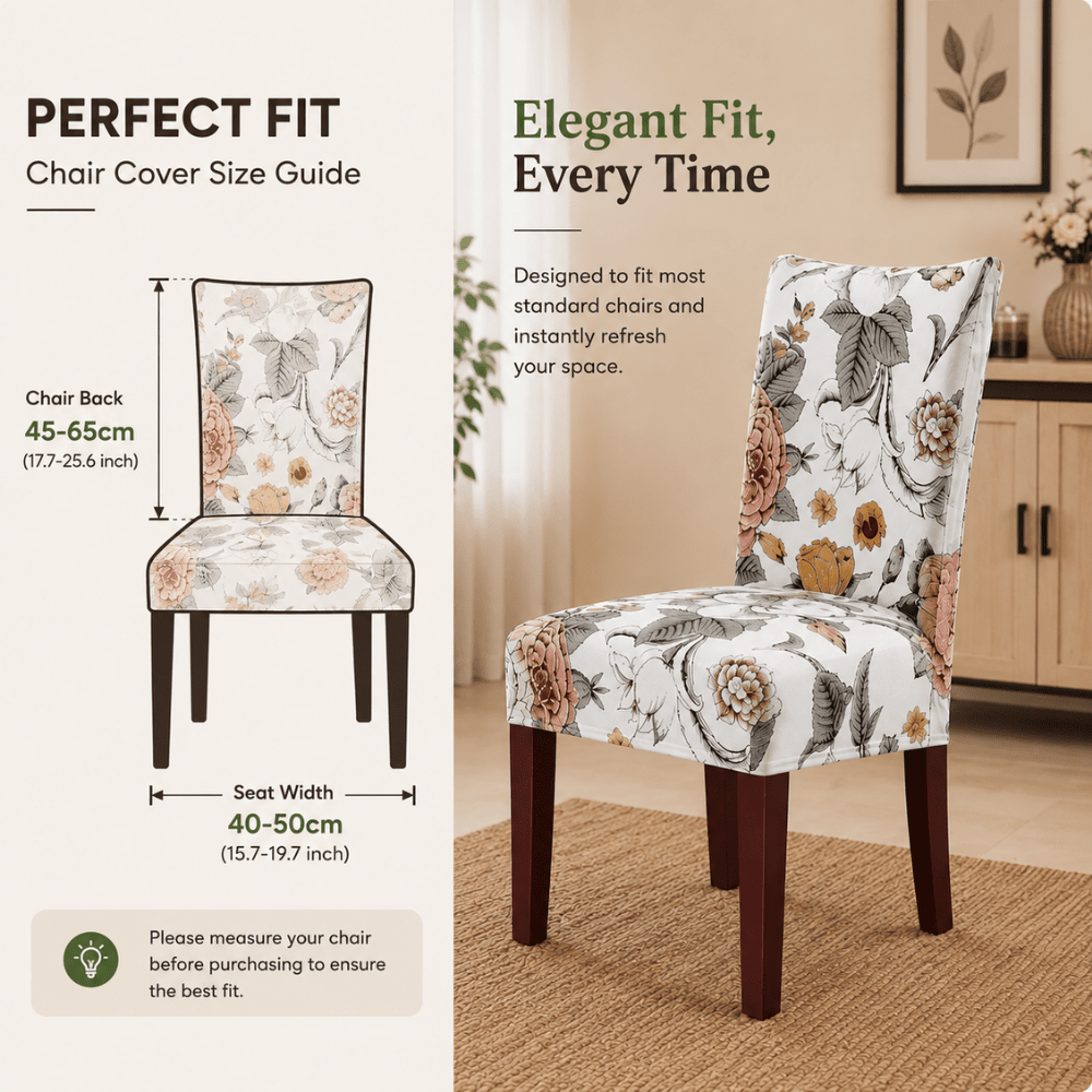 Beige Bliss Premium Chair Cover - Stretchable & Elastic Fitted printed chair covers Great Happy IN 