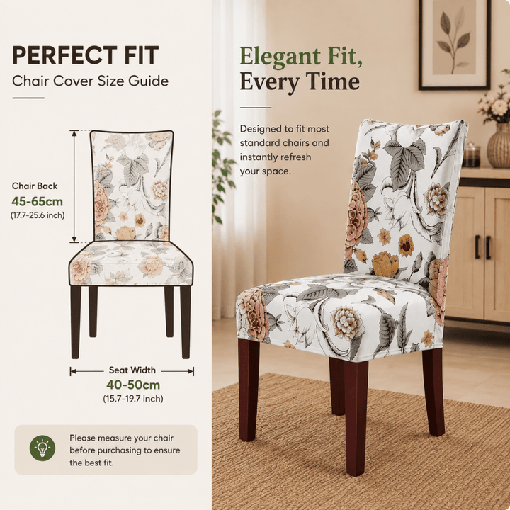 Beige Bliss Premium Chair Cover - Stretchable & Elastic Fitted printed chair covers Great Happy IN 