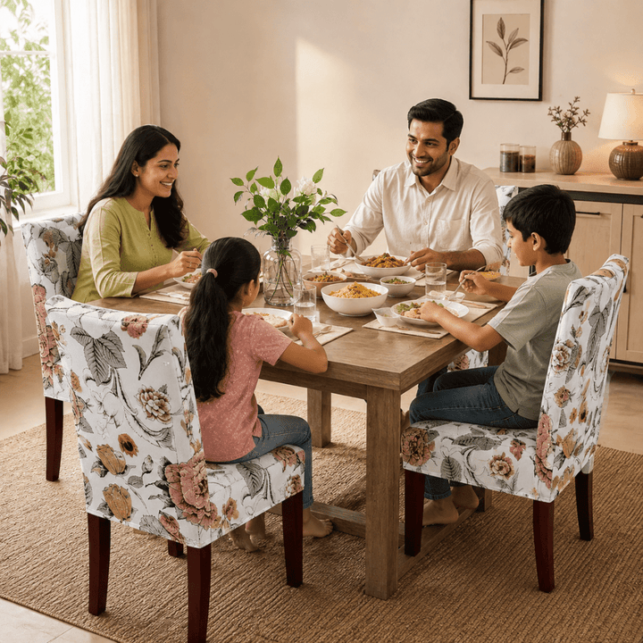 Beige Bliss Premium Chair Cover - Stretchable & Elastic Fitted printed chair covers Great Happy IN 