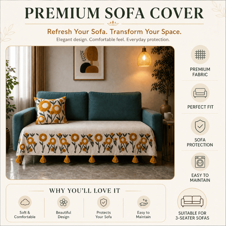 Genda Tufted Jute Cotton Sofa Cover jute sofa cover Great Happy IN 