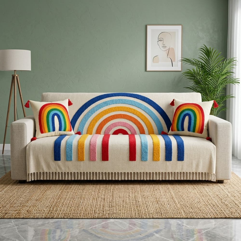 Jute Cotton Sofa Throw