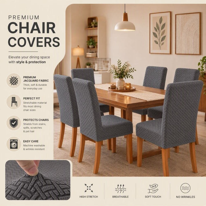 Dark Grey Polar Fleece Premium Chair Cover - Stretchable & Elastic Fitted polar fleece chair cover Great Happy IN 