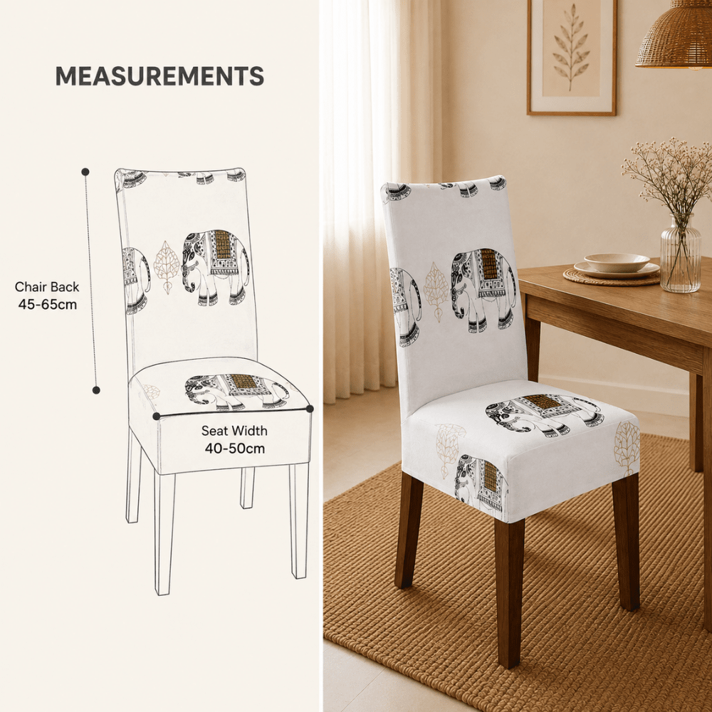 Grey Elephant Premium Chair Cover - Stretchable & Elastic Fitted printed chair covers Great Happy IN 