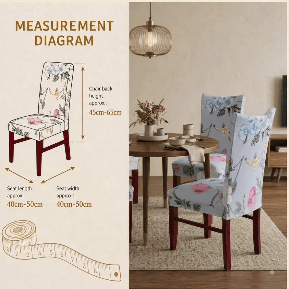 Grey Rose Premium Chair Cover - Stretchable & Elastic Fitted printed chair covers Great Happy IN 