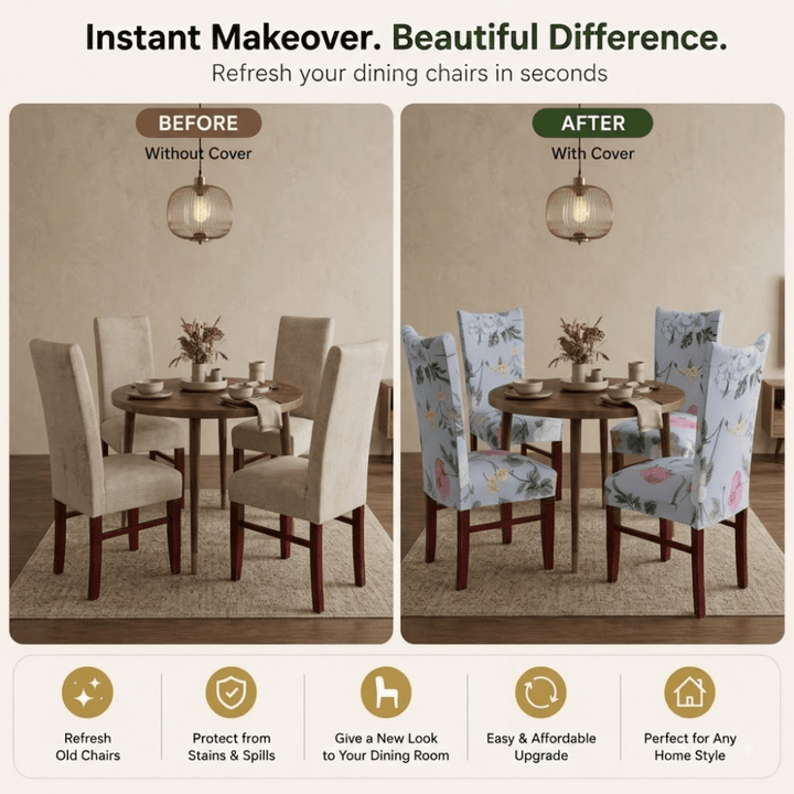 Grey Rose Premium Chair Cover - Stretchable & Elastic Fitted printed chair covers Great Happy IN 