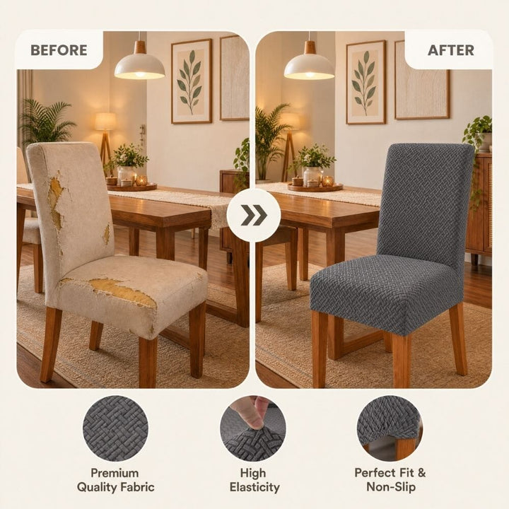 Dark Grey Polar Fleece Premium Chair Cover - Stretchable & Elastic Fitted polar fleece chair cover Great Happy IN 