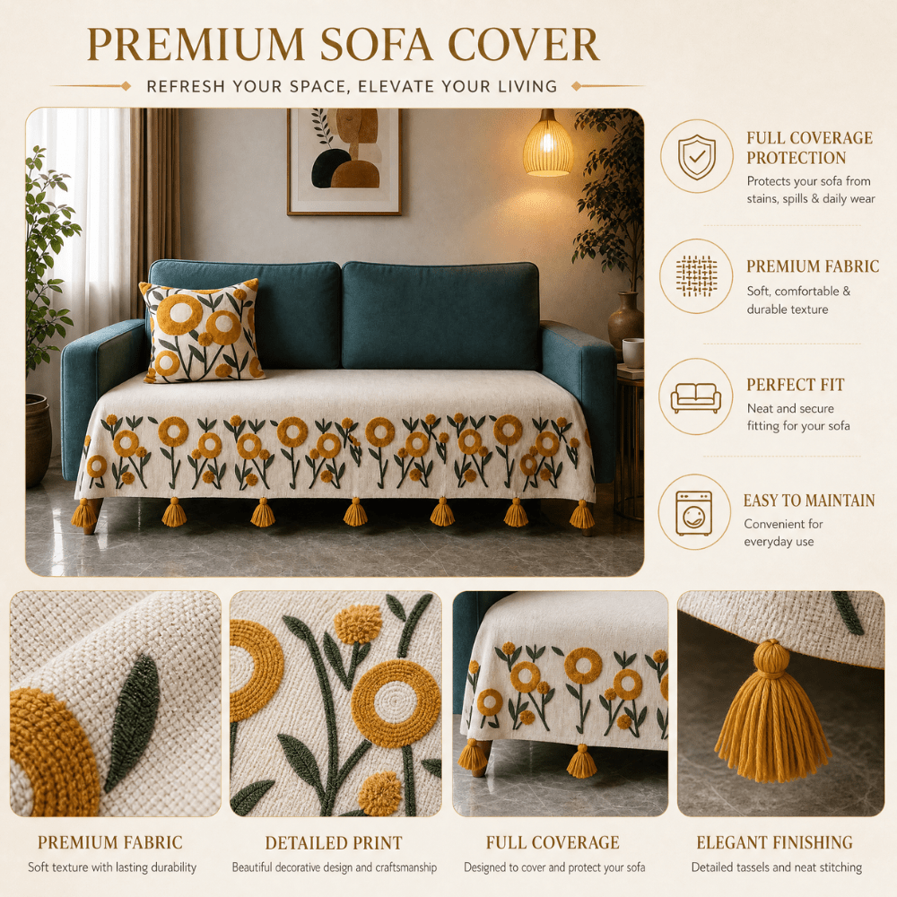 Genda Tufted Jute Cotton Sofa Cover jute sofa cover Great Happy IN 