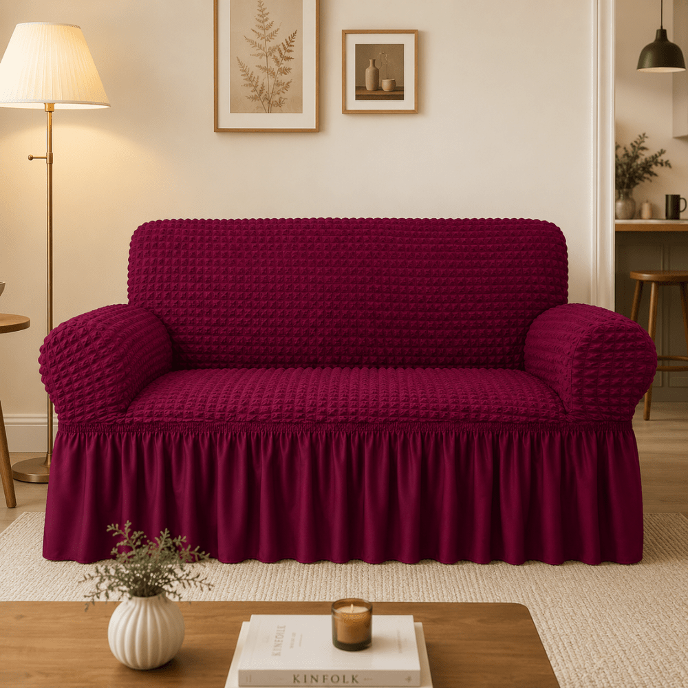Wine Bubble Frill Sofa Cover bubble frill sofa cover Great Happy IN 