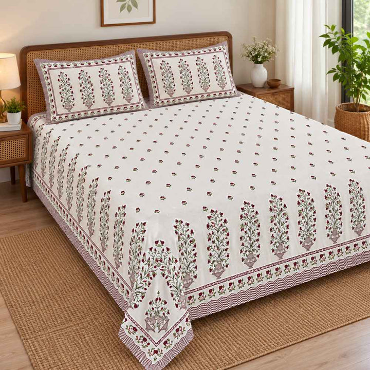 Slub Cotton Bedcover Great Happy IN Ruby White 