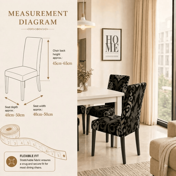 Black Brown Motif Premium Chair Cover - Stretchable & Elastic Fitted printed chair covers Great Happy IN 