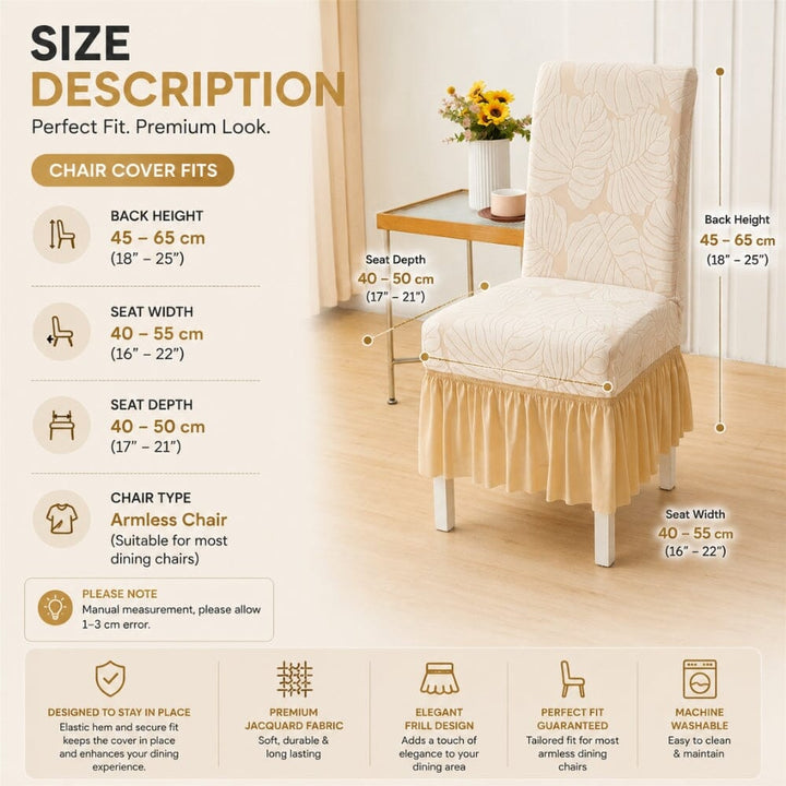 Jacquard Frill Chair Cover — Stretchable, Elastic Fit for Dining Chairs jacquard chair cover Great Happy IN 
