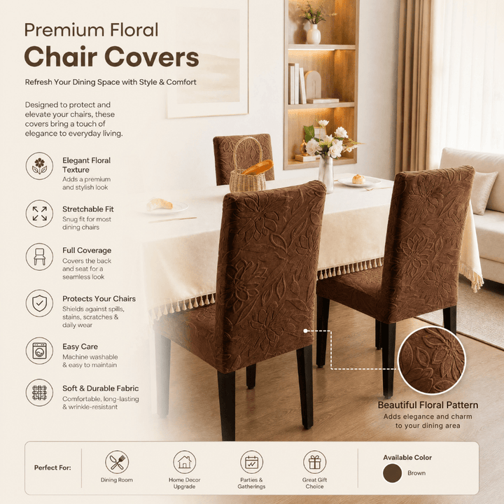 Dark Grey Jacquard Chair Cover- Stretchable & Elastic Fitted Great Happy IN 