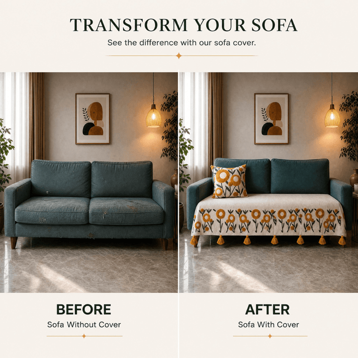 Genda Tufted Jute Cotton Sofa Cover jute sofa cover Great Happy IN 