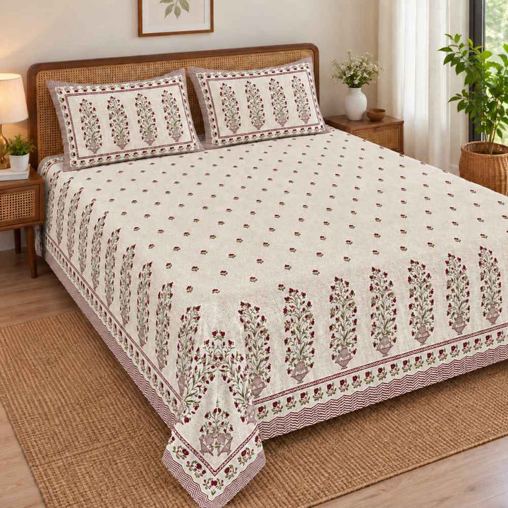 Slub Cotton Bedcover Great Happy IN Ruby Beige 