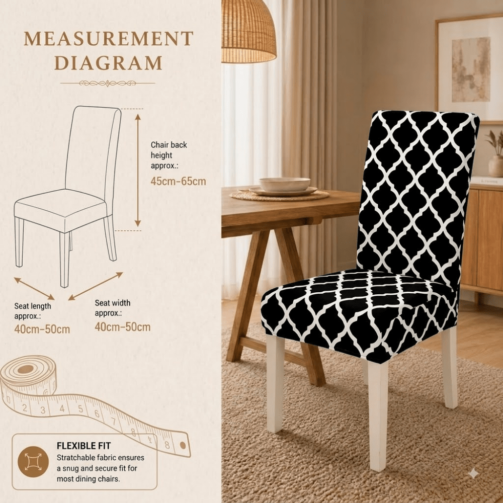 Black Diamond Premium Chair Cover - Stretchable & Elastic Fitted printed chair covers Great Happy IN 