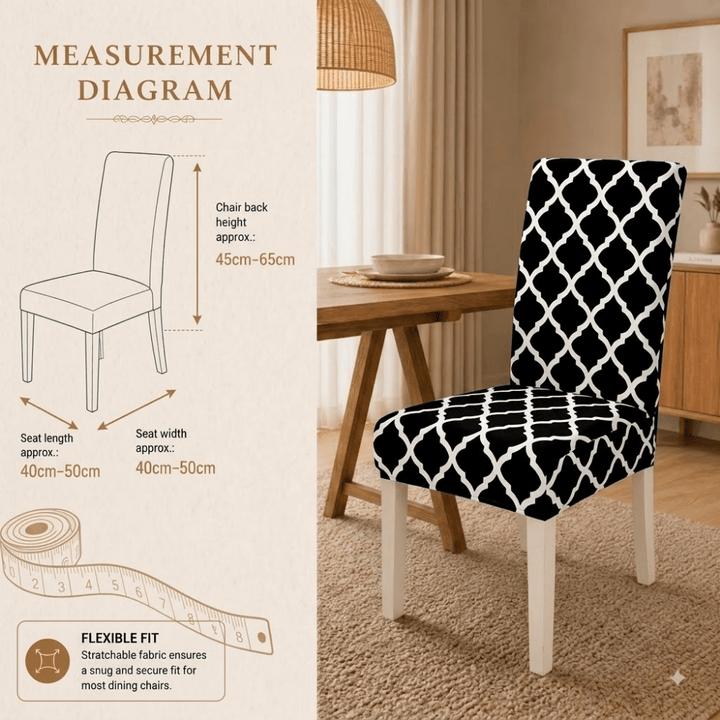 Black Diamond Premium Chair Cover - Stretchable & Elastic Fitted printed chair covers Great Happy IN 
