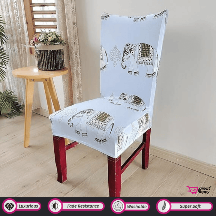 Premium Chair Cover - Stretchable & Elastic Fitted Great Happy IN Grey Elephant 4 PCS - ₹1299 