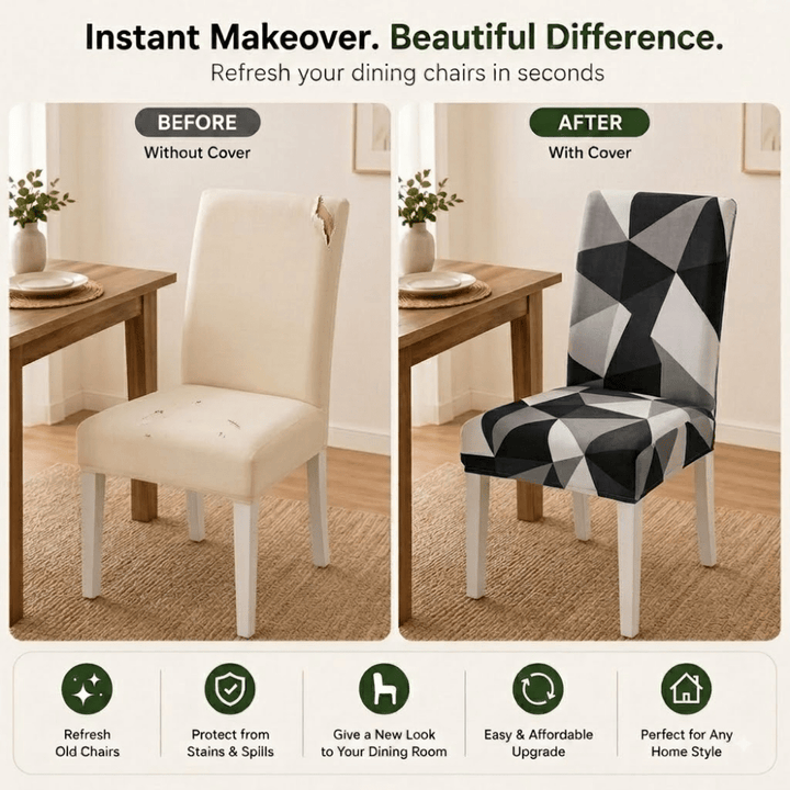Black Triangle Premium Chair Cover - Stretchable & Elastic Fitted printed chair covers Great Happy IN 