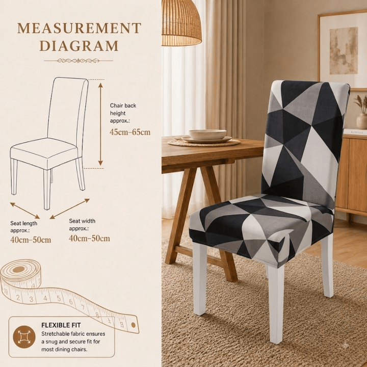 Black Triangle Premium Chair Cover - Stretchable & Elastic Fitted printed chair covers Great Happy IN 