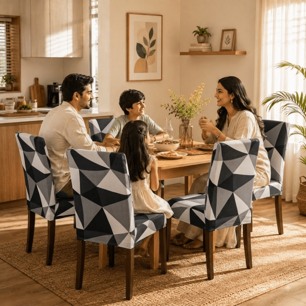 Black Triangle Premium Chair Cover - Stretchable & Elastic Fitted printed chair covers Great Happy IN 