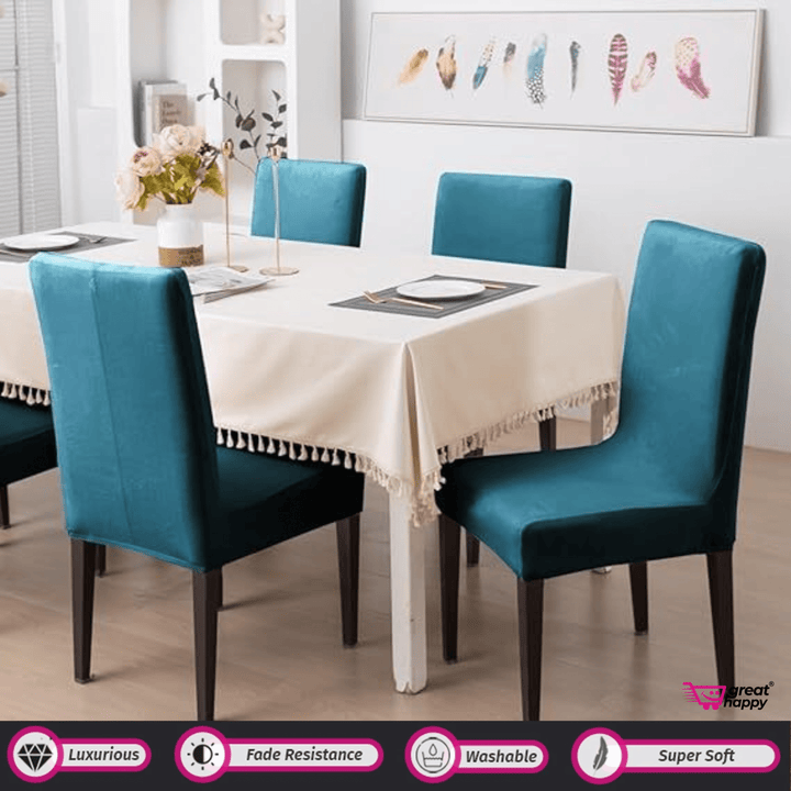Premium Chair Cover - Stretchable & Elastic Fitted Great Happy IN Dark Blue 4 PCS - ₹1299 