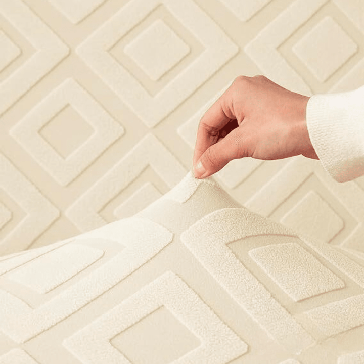 Beige Diamond Texture Jacquard Sofa Cover Great Happy IN 