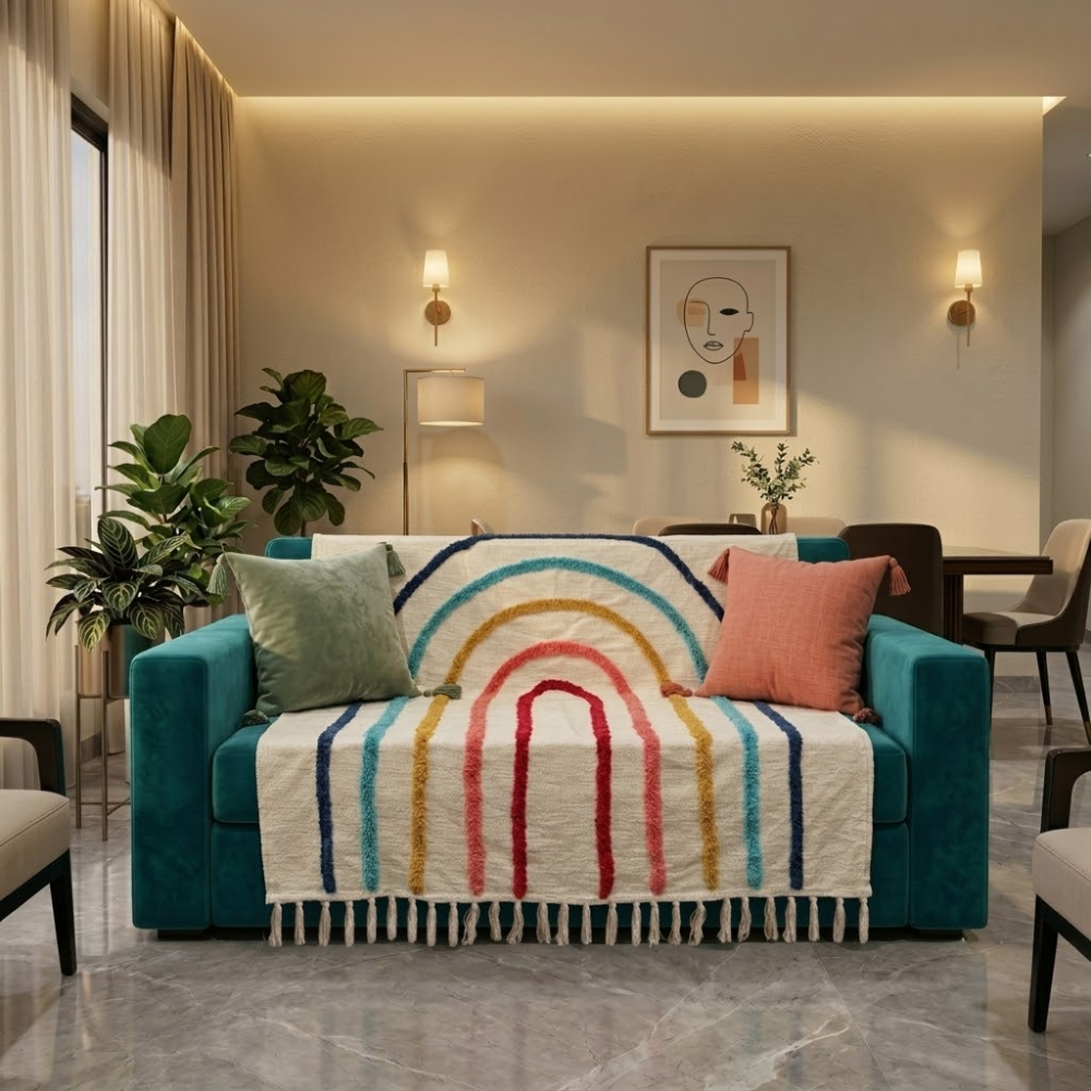 Jute Cotton Sofa Throw
