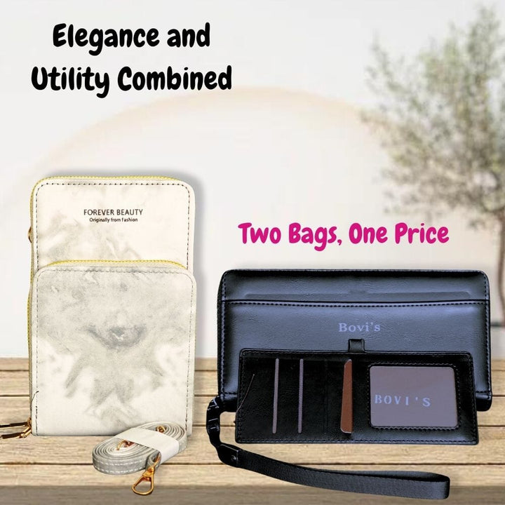 Women's Portable Sling Bag & Wallet Combo Bag Great Happy IN 