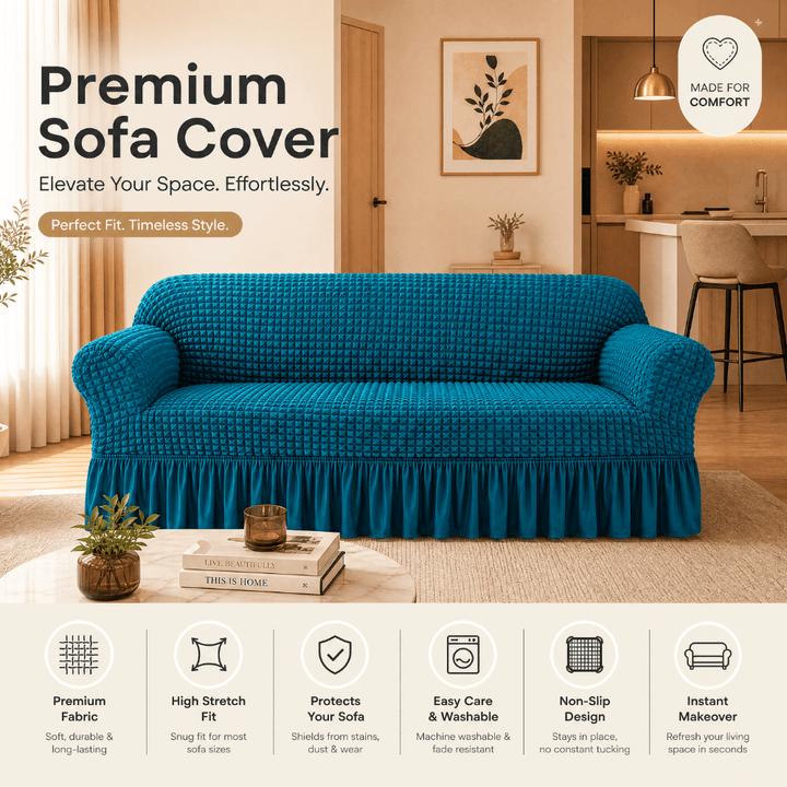Teal Bubble Frill Sofa Cover bubble frill sofa cover Great Happy IN 