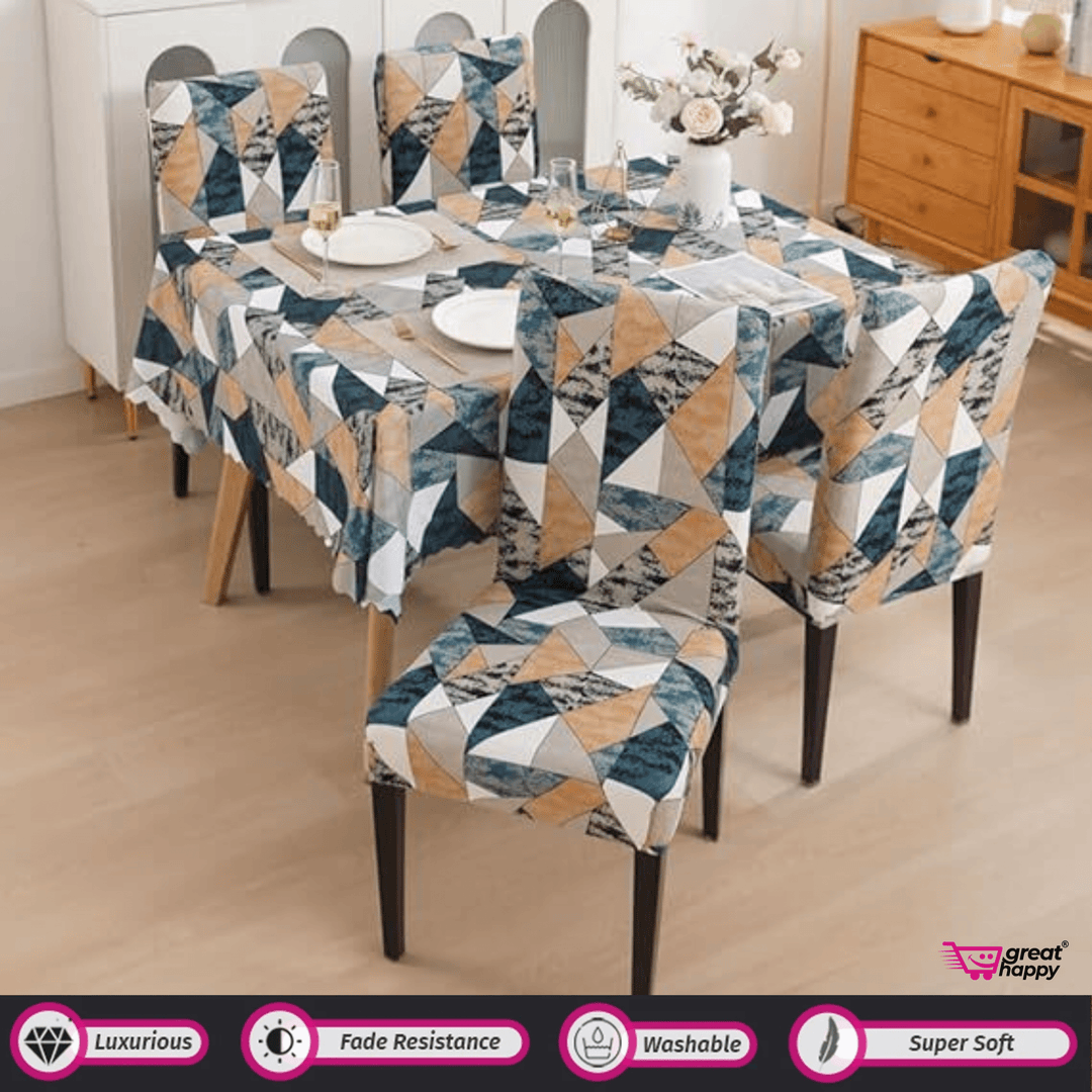 Premium Chair Cover - Stretchable & Elastic Fitted Great Happy IN Antique Prism 4 PCS - ₹1299 