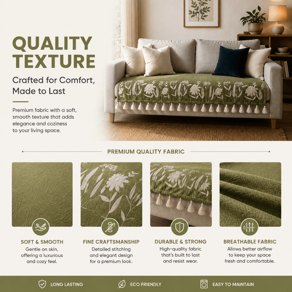 Green Sarson Jute Cotton Sofa Cover jute sofa cover Great Happy IN 