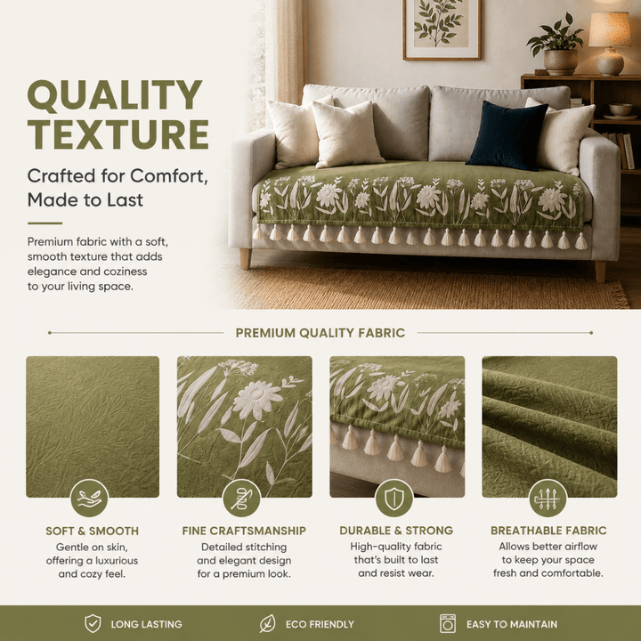 Green Sarson Jute Cotton Sofa Cover jute sofa cover Great Happy IN 