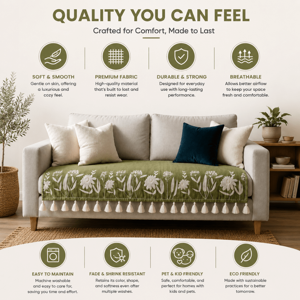 Green Sarson Jute Cotton Sofa Cover jute sofa cover Great Happy IN 