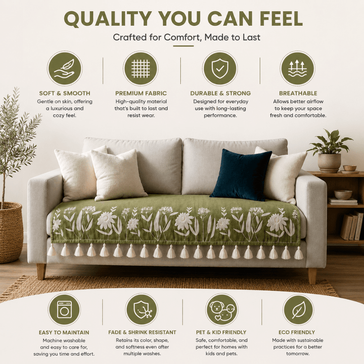 Green Sarson Jute Cotton Sofa Cover jute sofa cover Great Happy IN 