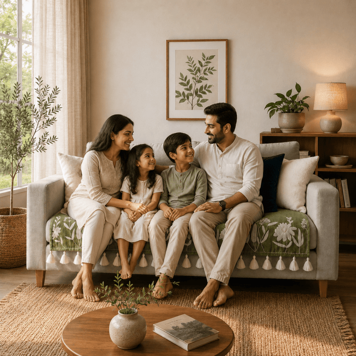 Green Sarson Jute Cotton Sofa Cover