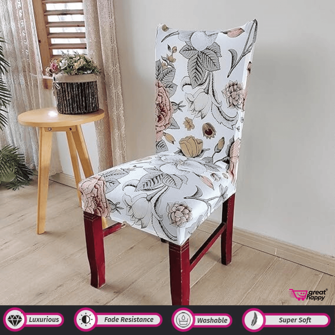 Premium Chair Cover - Stretchable & Elastic Fitted Great Happy IN Beige Bliss 4 PCS - ₹1299 