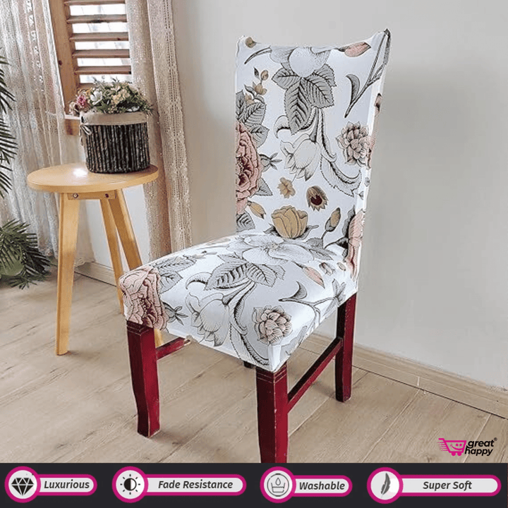 Premium Chair Cover - Stretchable & Elastic Fitted Great Happy IN Beige Bliss 4 PCS - ₹1299 