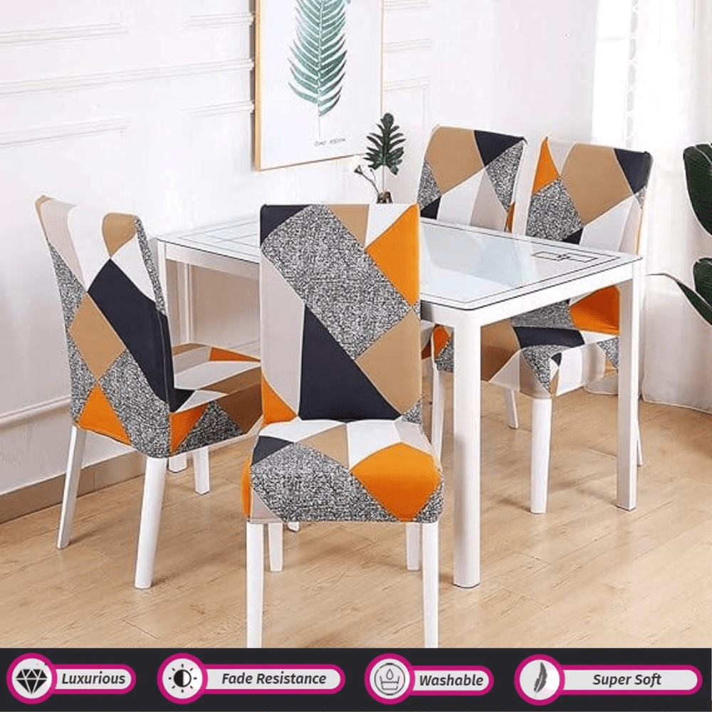 Premium Chair Cover - Stretchable & Elastic Fitted Great Happy IN Multi Prism 4 PCS - ₹1299 
