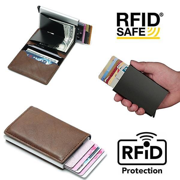 Smart Card Wallet - RFID Blocking Anti-Theft ( Buy 1 Get 1 Free ) Great Happy IN LEATHER COVER CARD HOLDER - 2PCS 