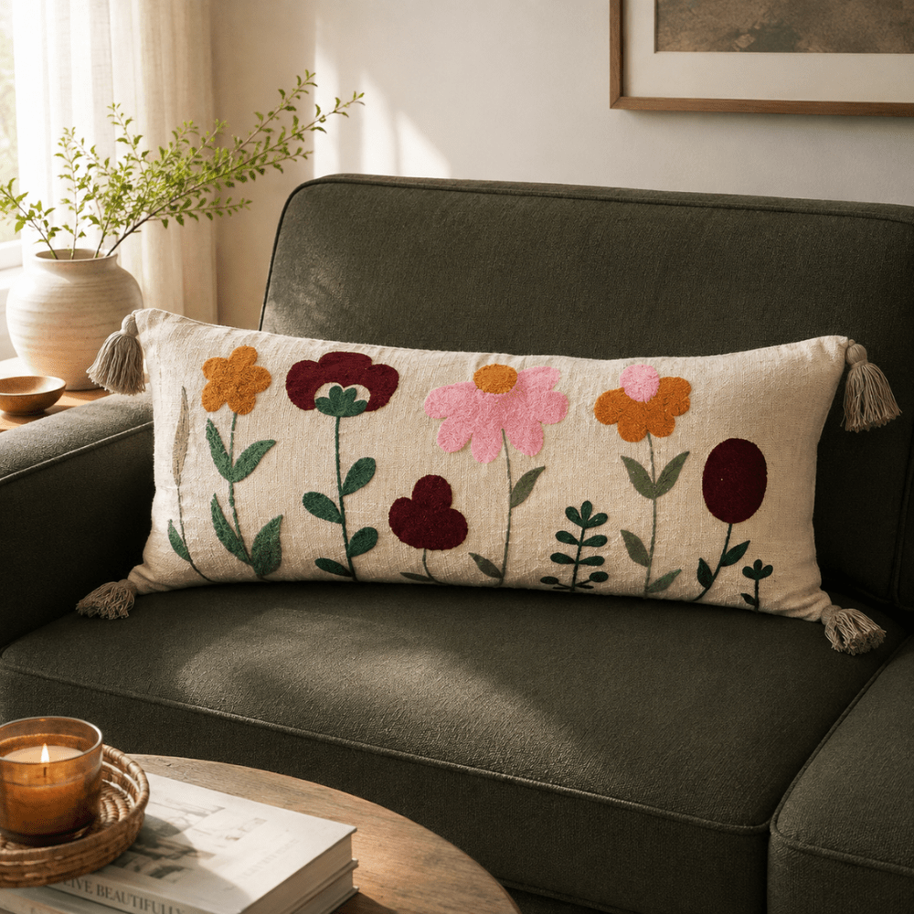 Artisan Embroidered Lumbar Cushion Covers cushion cover Great Happy IN Gulbahar Lumbar 