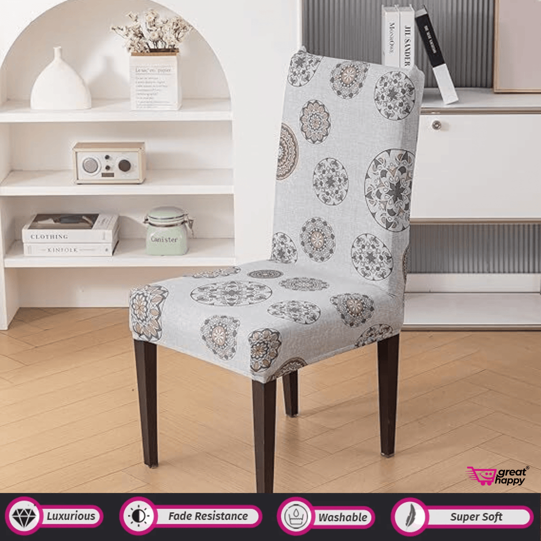 Premium Chair Cover - Stretchable & Elastic Fitted Great Happy IN Bronze Chakra 4 PCS - ₹1299 