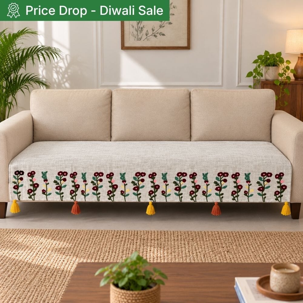 Vintage Orchard Jute Cotton Sofa Cover jute sofa cover Great Happy IN 3 Seater 