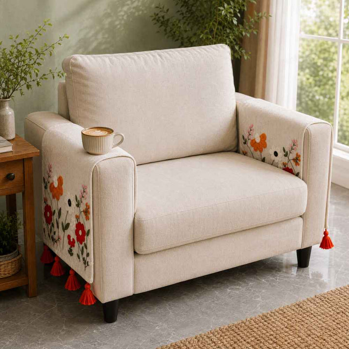 Scarlet Meadow Jute Look Cotton Sofa Cover jute sofa cover Great Happy IN Scarlet Meadow Hand Rest Cover - 2 PCS 